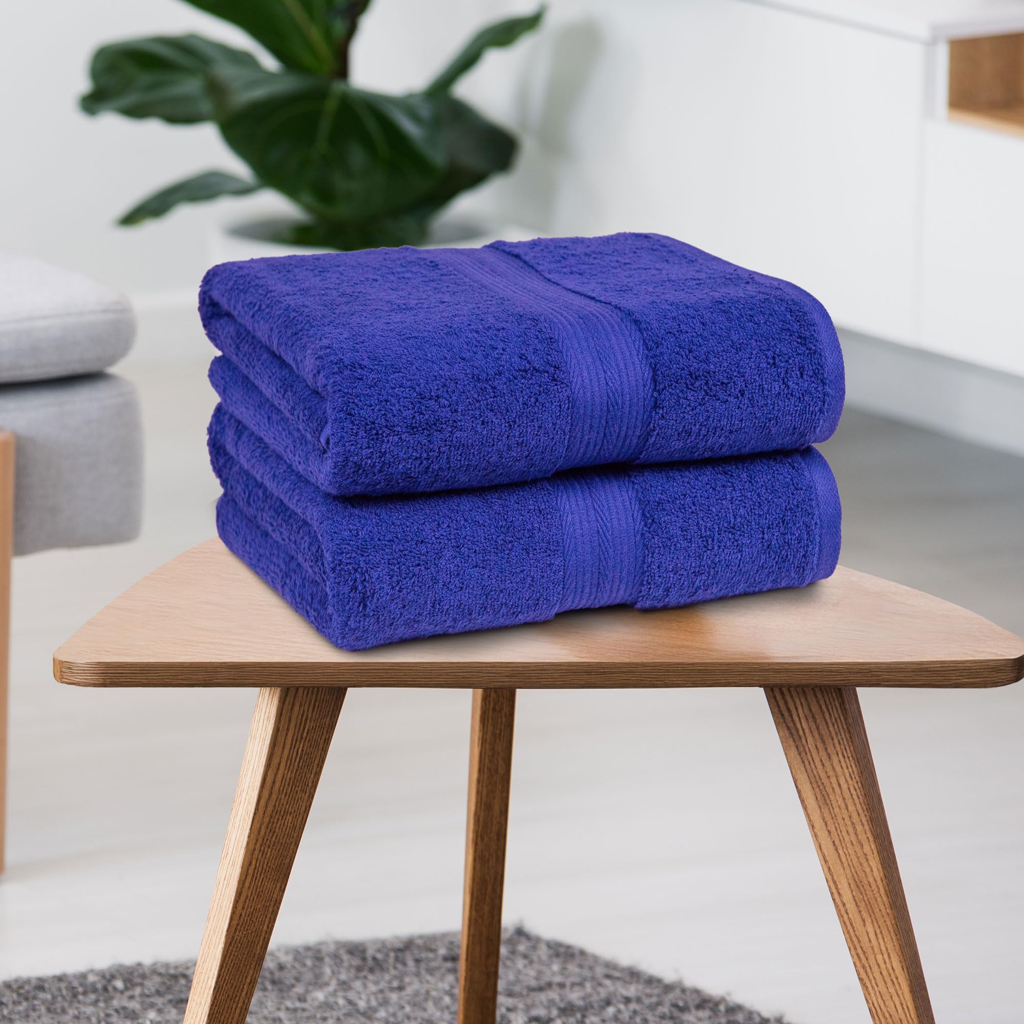 AmazonBasics set asciugamani bagno blu 2 pezzi cotone