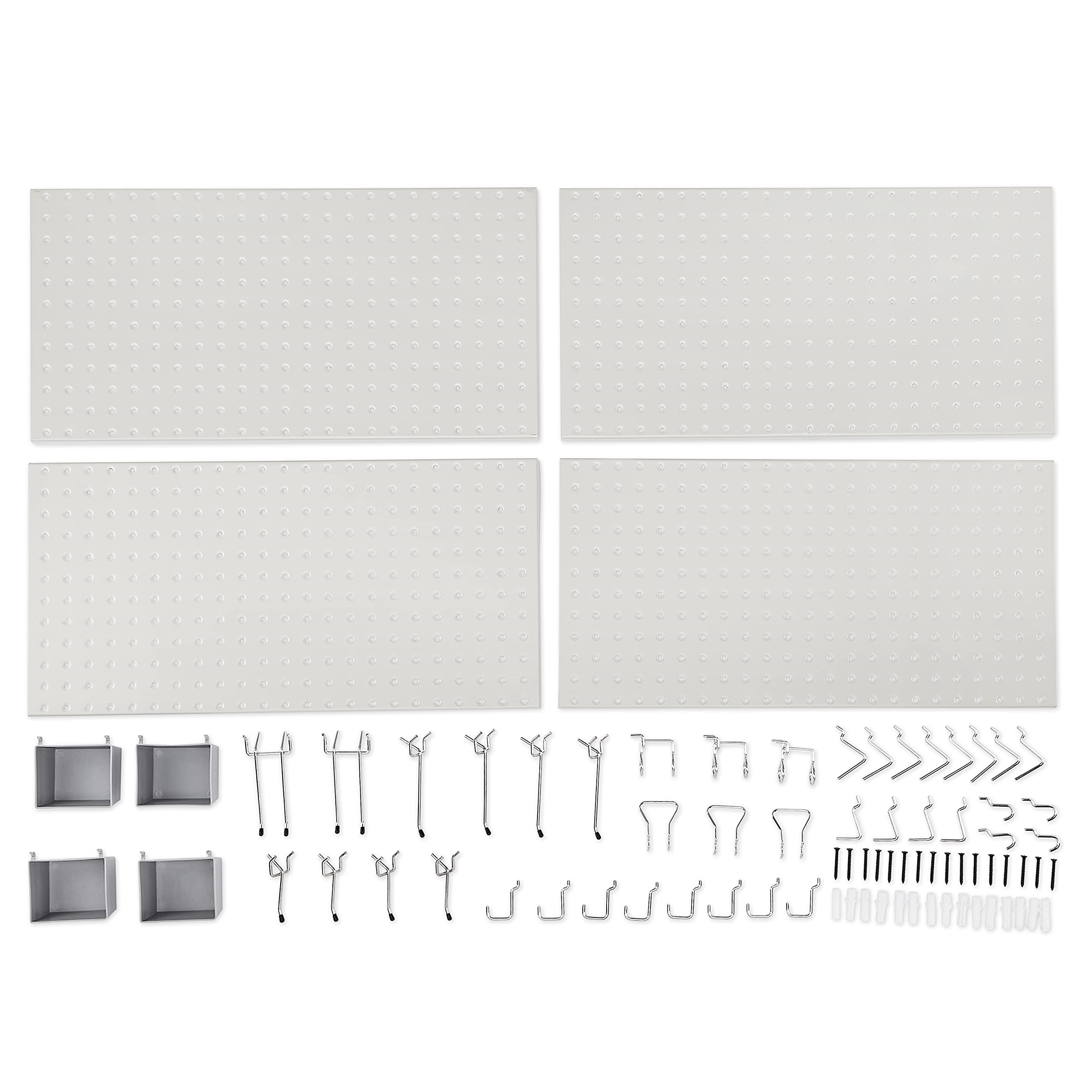 Amazon Basics kit pannelli portautensili metallo grigio 48 pezzi