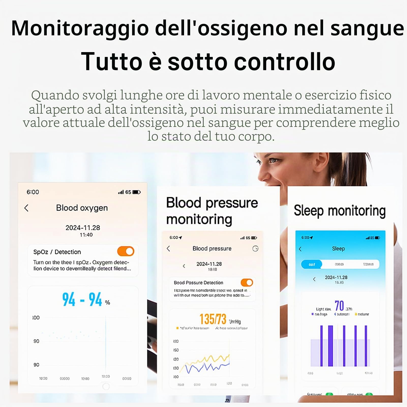 Elprico braccialetto fitness senza schermo blu 45 giorni impermeabile