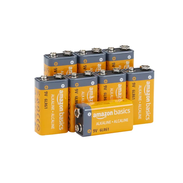 Amazon Basics Batterie Alcaline 9V 8 Pezzi Lunga Durata