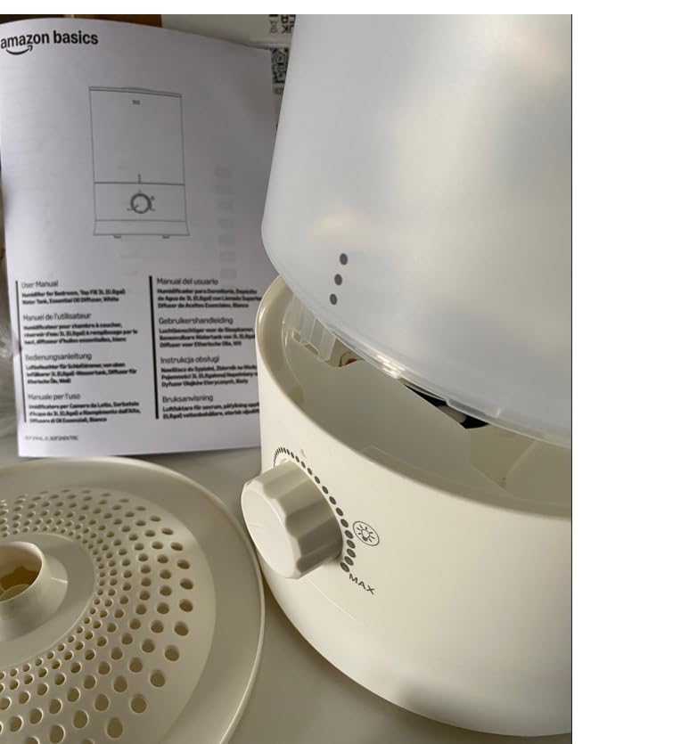 Amazon Basics Umidificatore 3L bianco oli essenziali