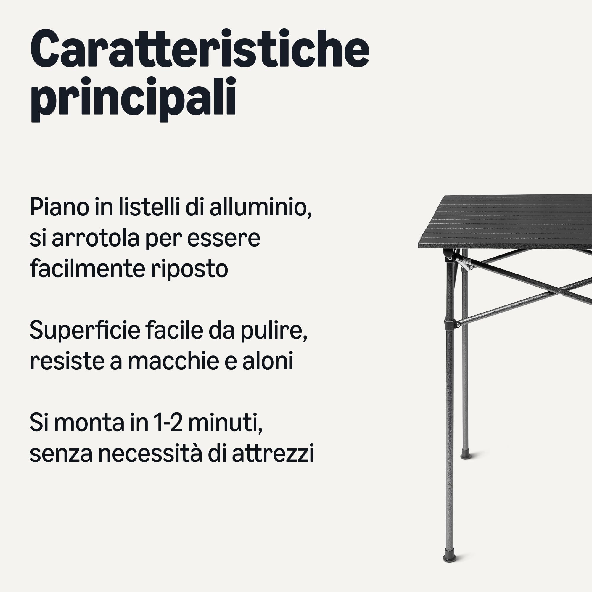 Amazon Basics Tavolo campeggio alto 70 cm nero