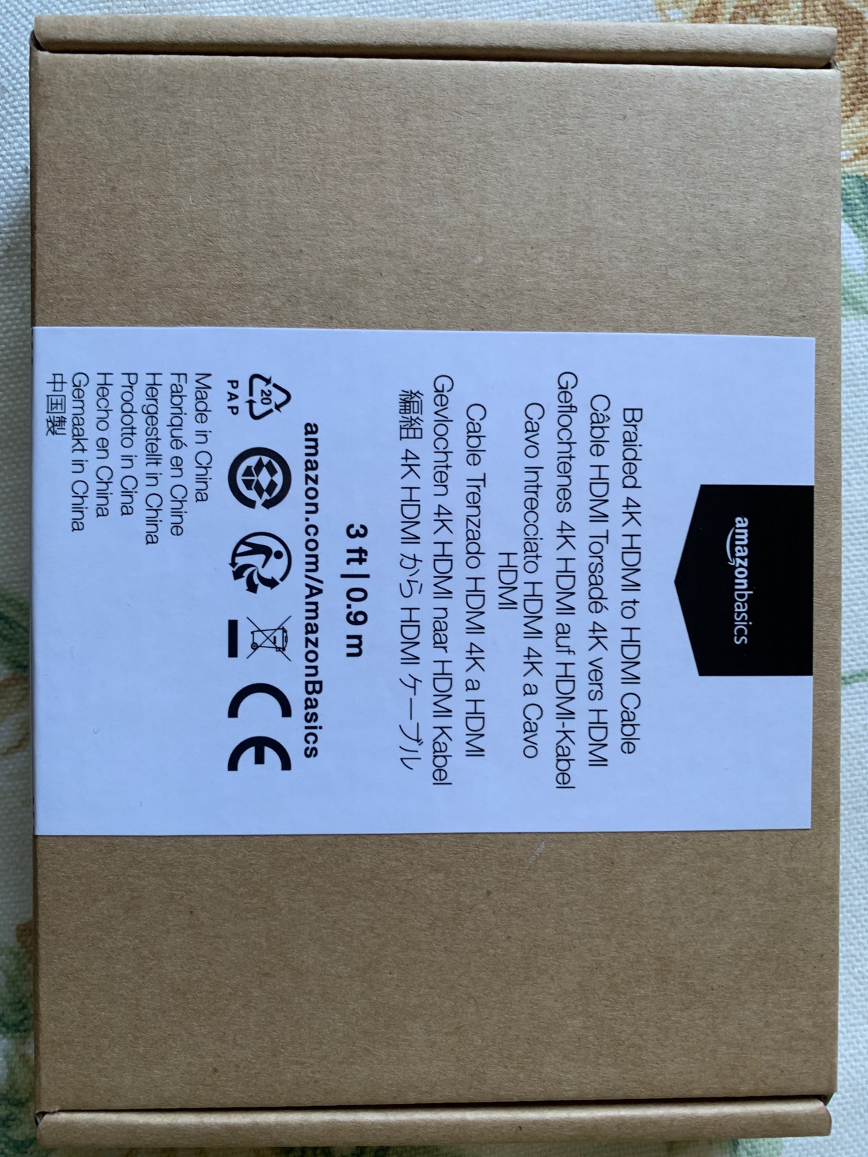 Amazon Basics cavo HDMI intrecciato 0,9 m nero 4K