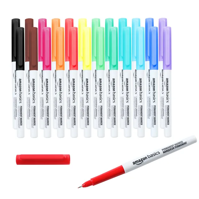 AmazonBasics Pennarelli Indelebili Punta a Scalpello 24 Colori
