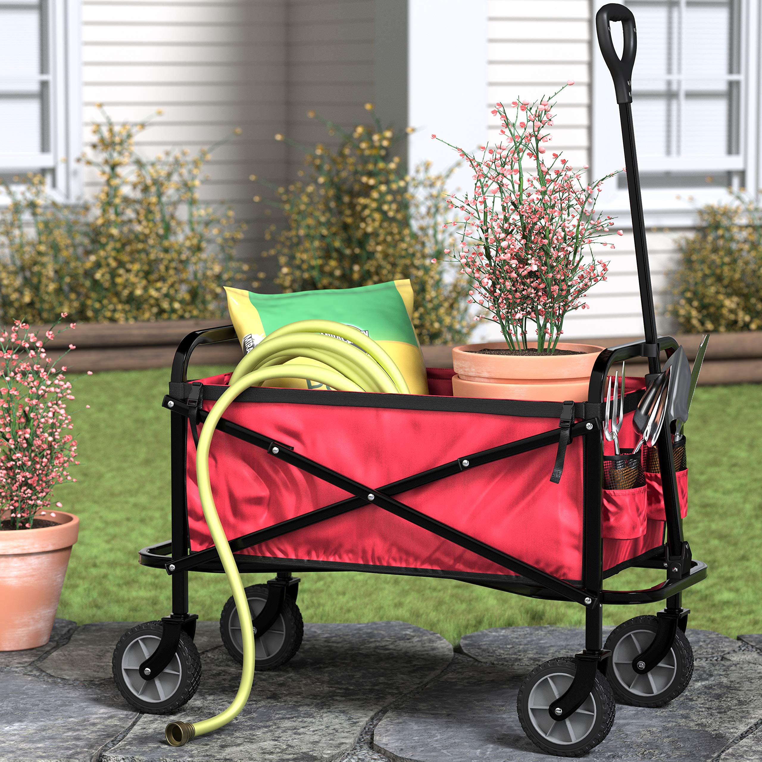 AmazonBasics Carrello Pieghevole Giardino Rosso 120 kg