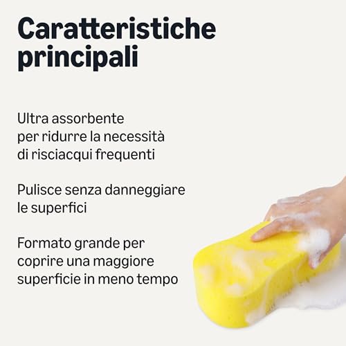 Amazon Basics Spugne Auto Jumbo Gialle Confezione da 3 Pezzi