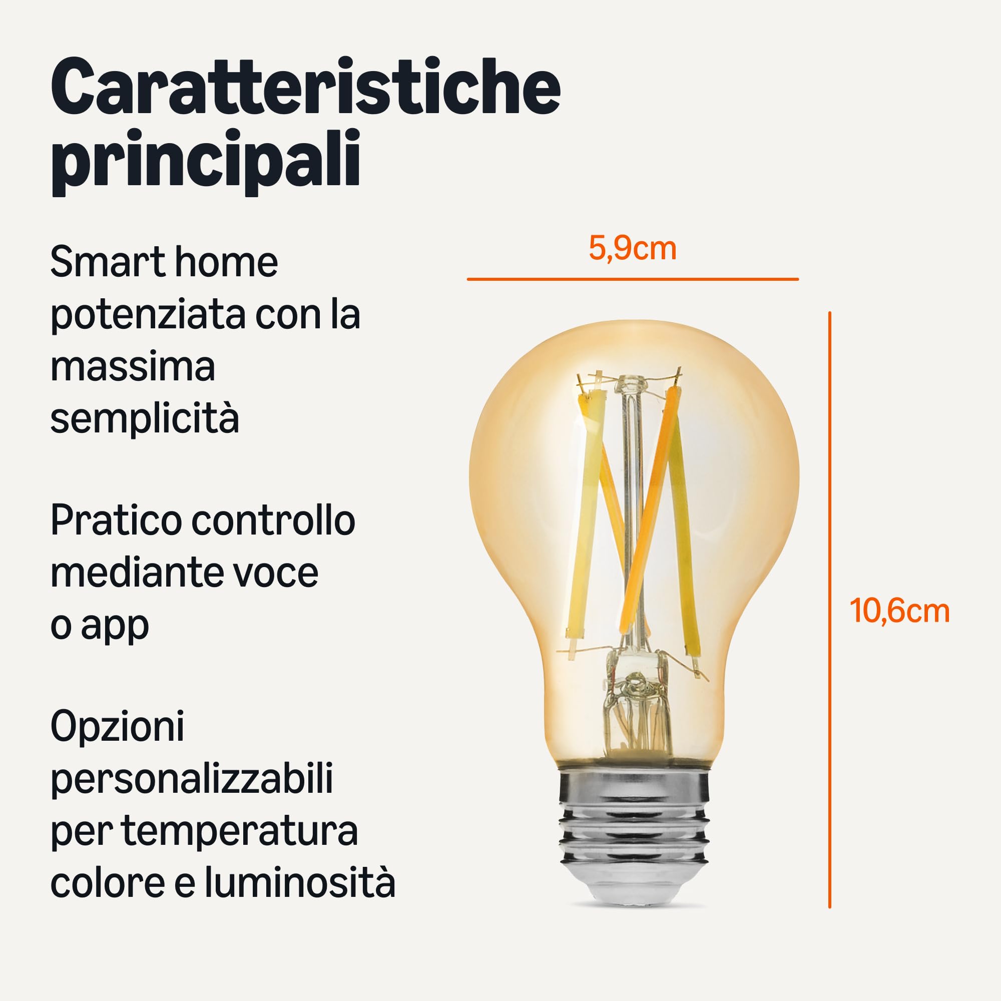 AmazonBasics Lampadina Smart Filamento LED A60 Alexa