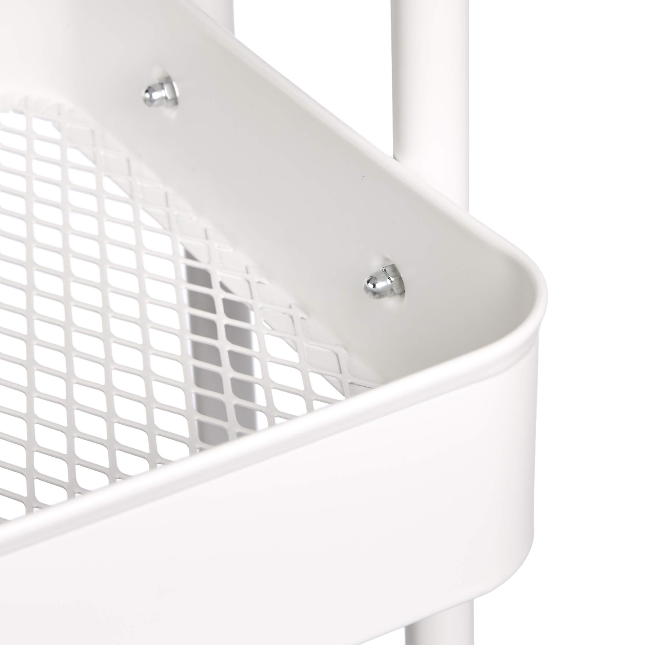 AmazonBasics Carrello Cucina Metallo 2 Cesti Bianco con Ruote