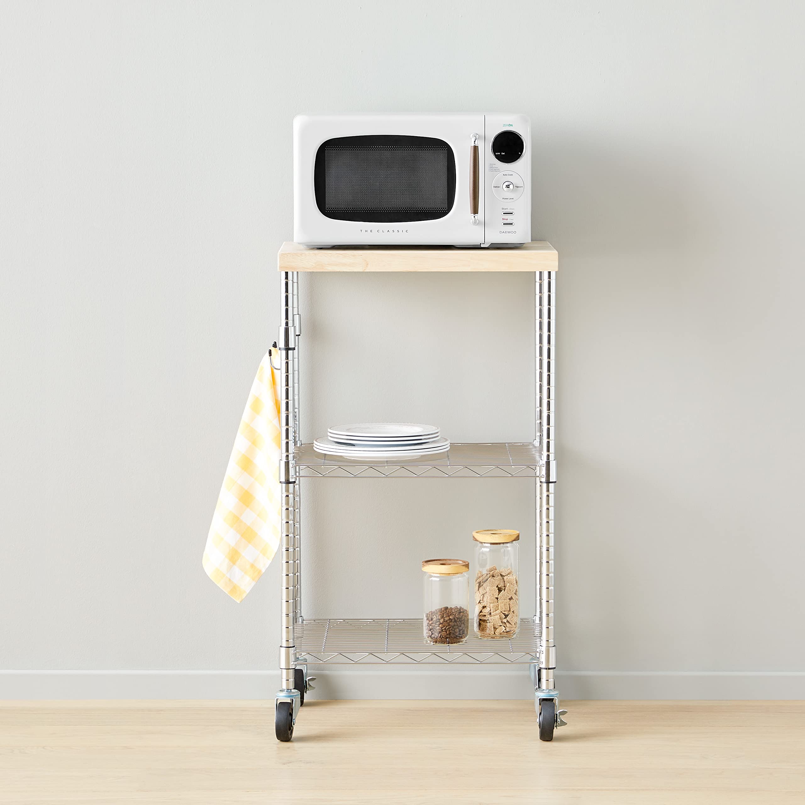 AmazonBasics scaffale cucina 3 ripiani ruote 53 x 38 x 92 cm