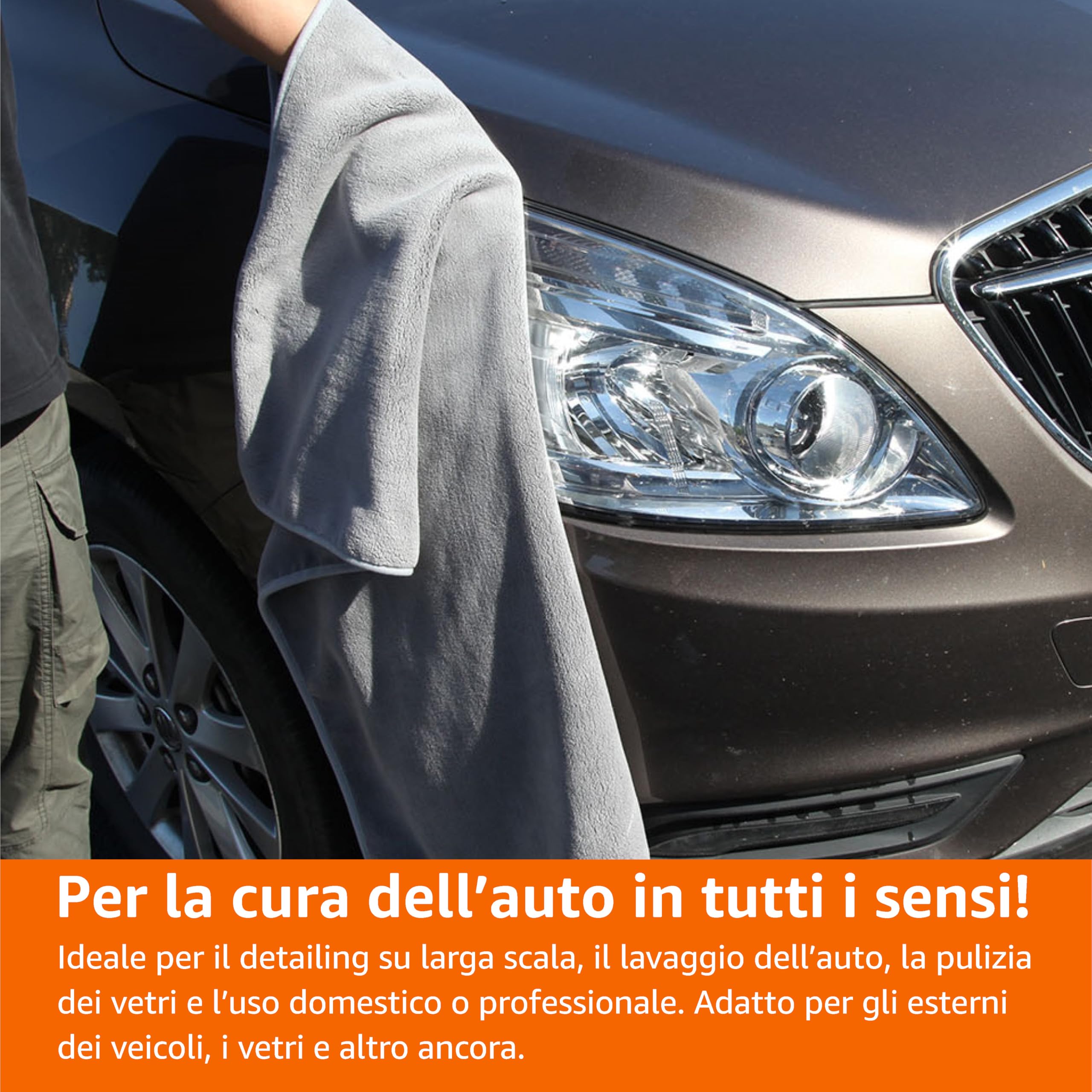 AmazonBasics Panno Asciugatura Auto Microfibra 91x64 Grigio XL