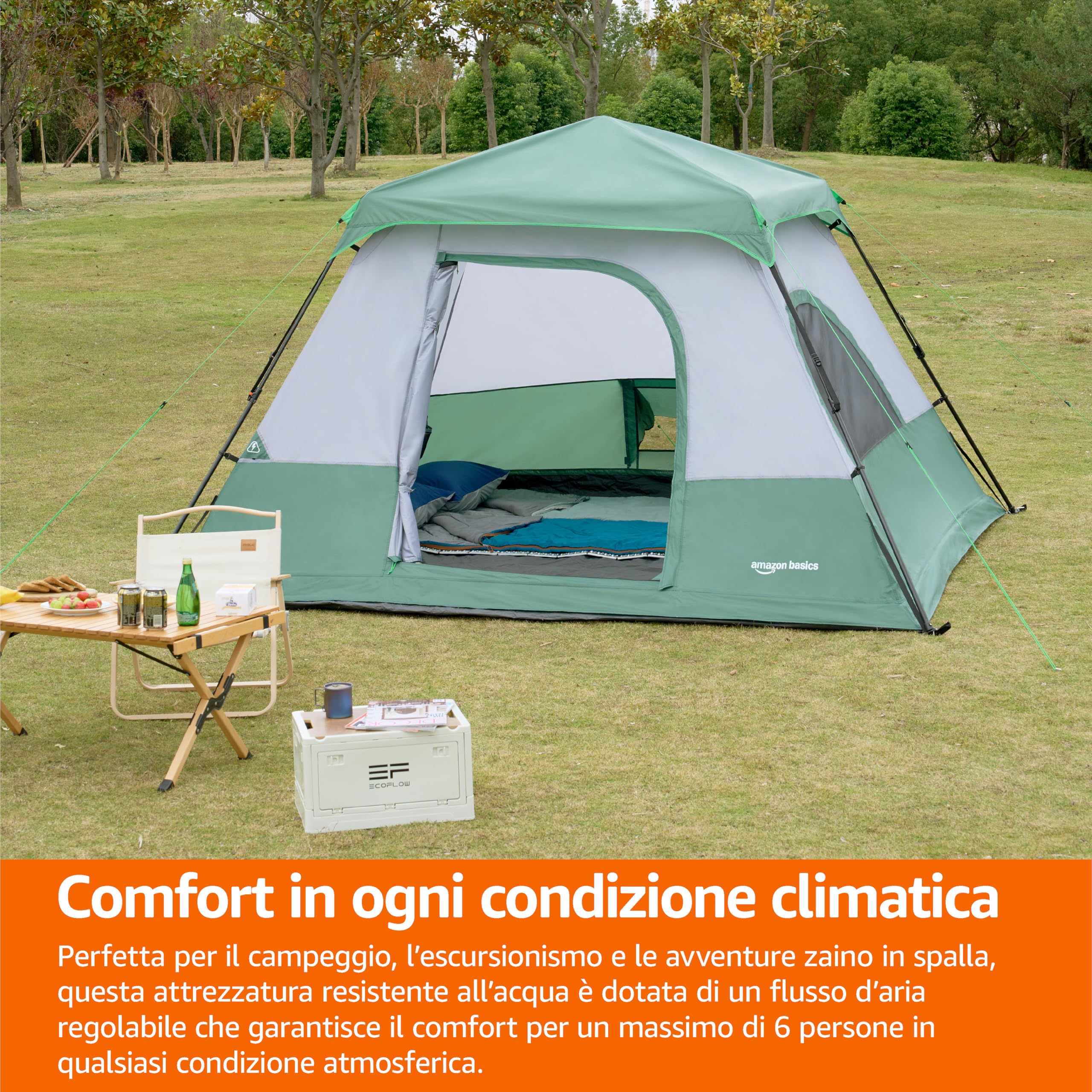 AmazonBasics Tenda Campeggio Istantanea 6 Persone