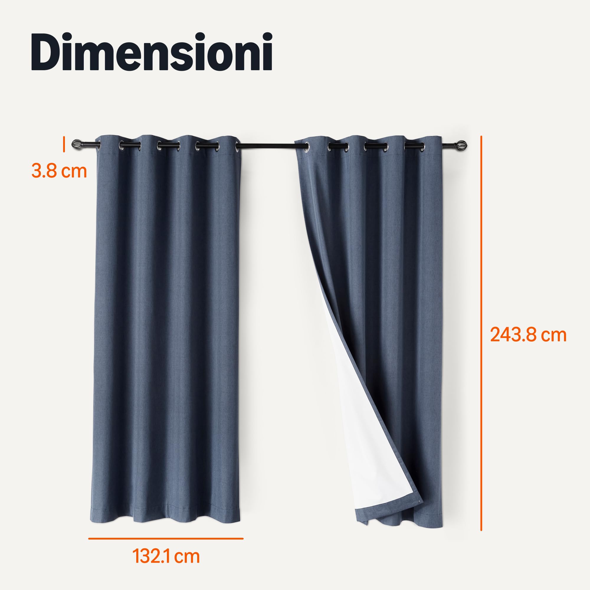 Amazon Basics Tende Oscuranti 132x244 cm Blu Navy 2 Teli