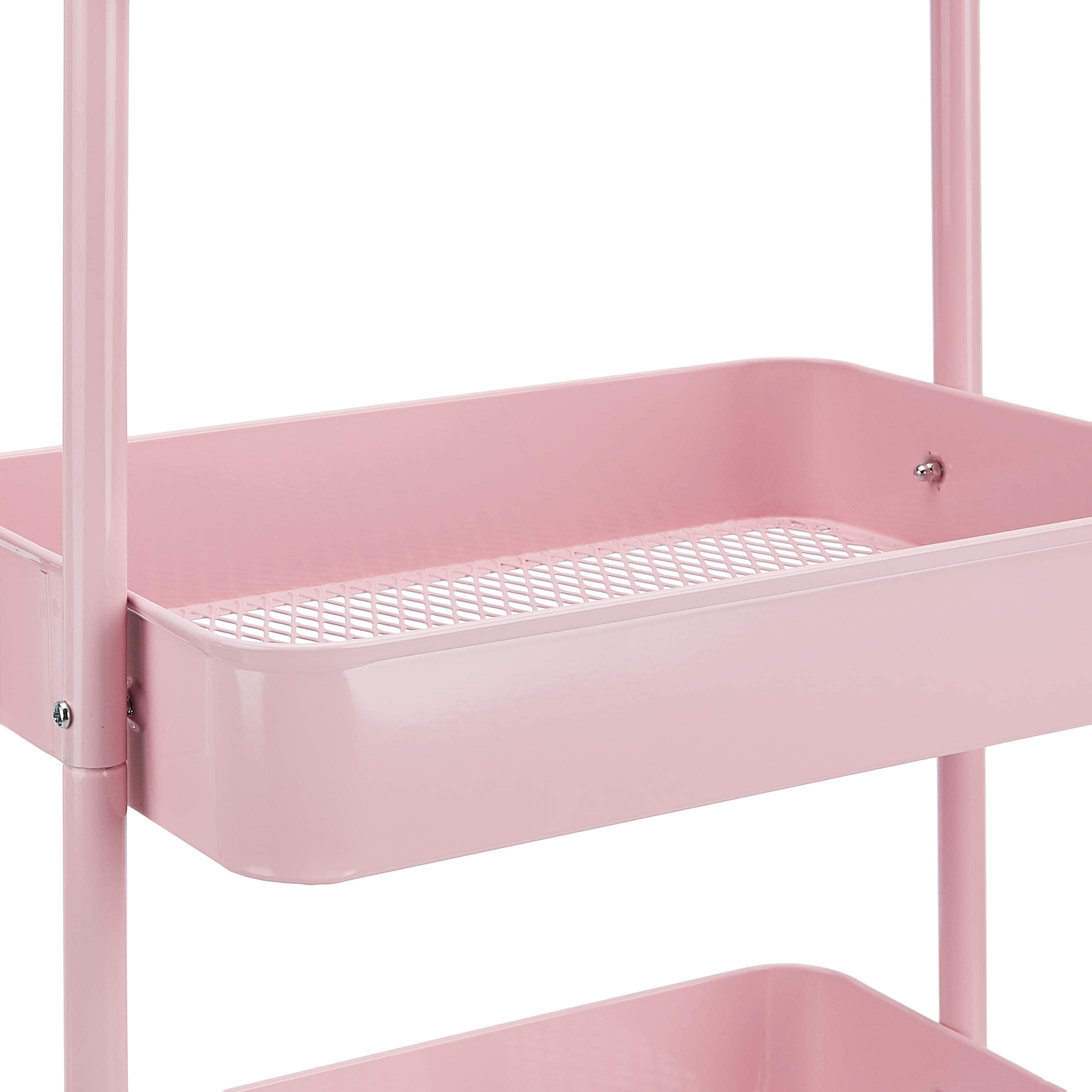 Amazon Basics Carrello 3 Ripiani con Ruote Rosa Antico Metallo
