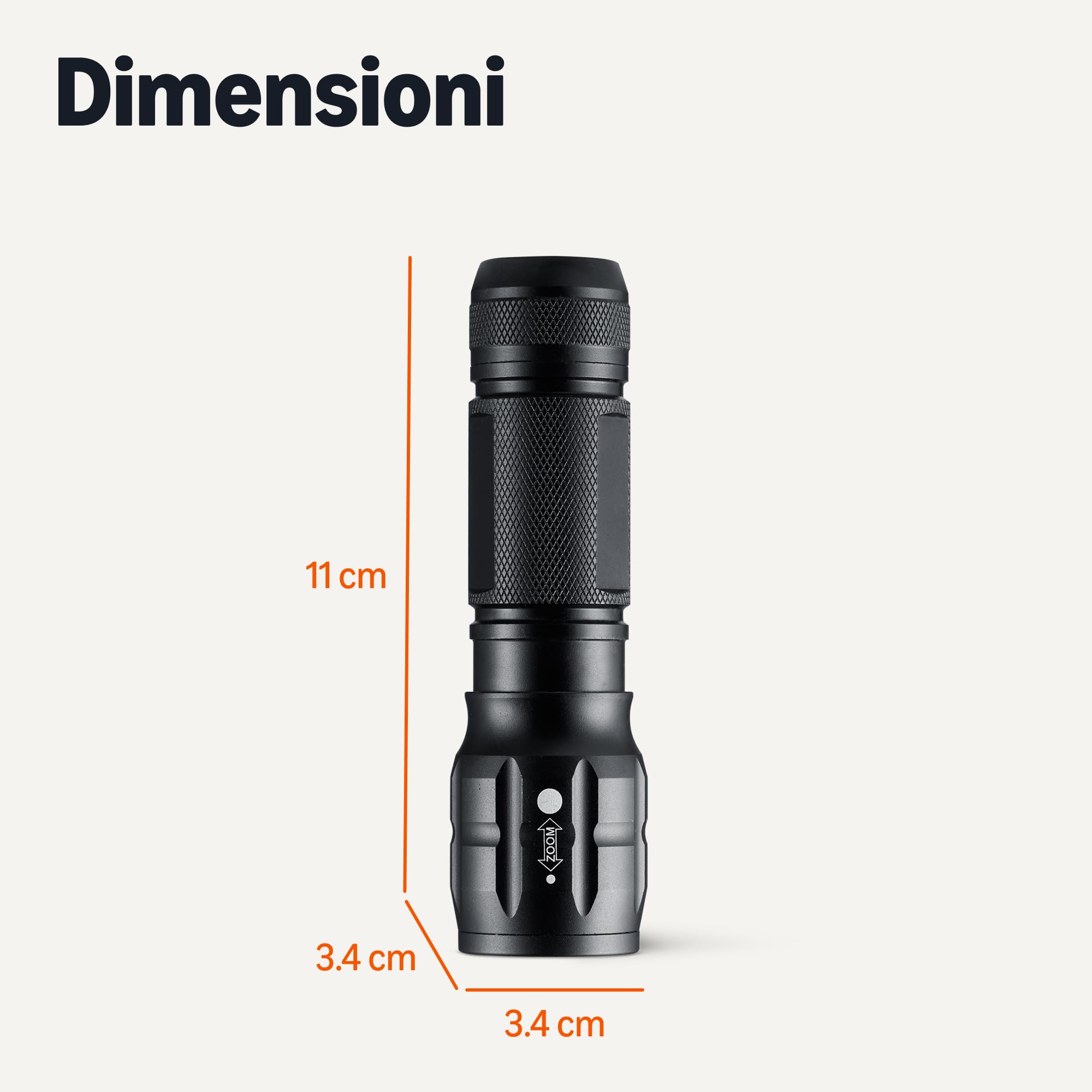 Amazon Basics Torcia Tattica LED 140 Lumen Nera Resistente Acqua