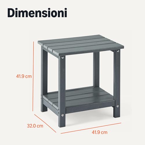 Amazon Basics Tavolino da Esterno Grigio 42x32x42 cm Acciaio