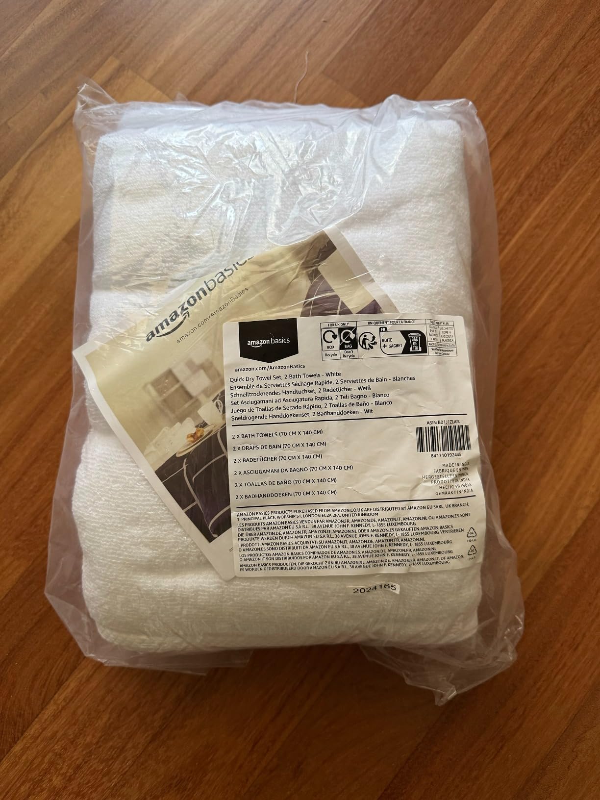 Amazon Basics teli bagno 70x140 cotone bianco 2 pezzi