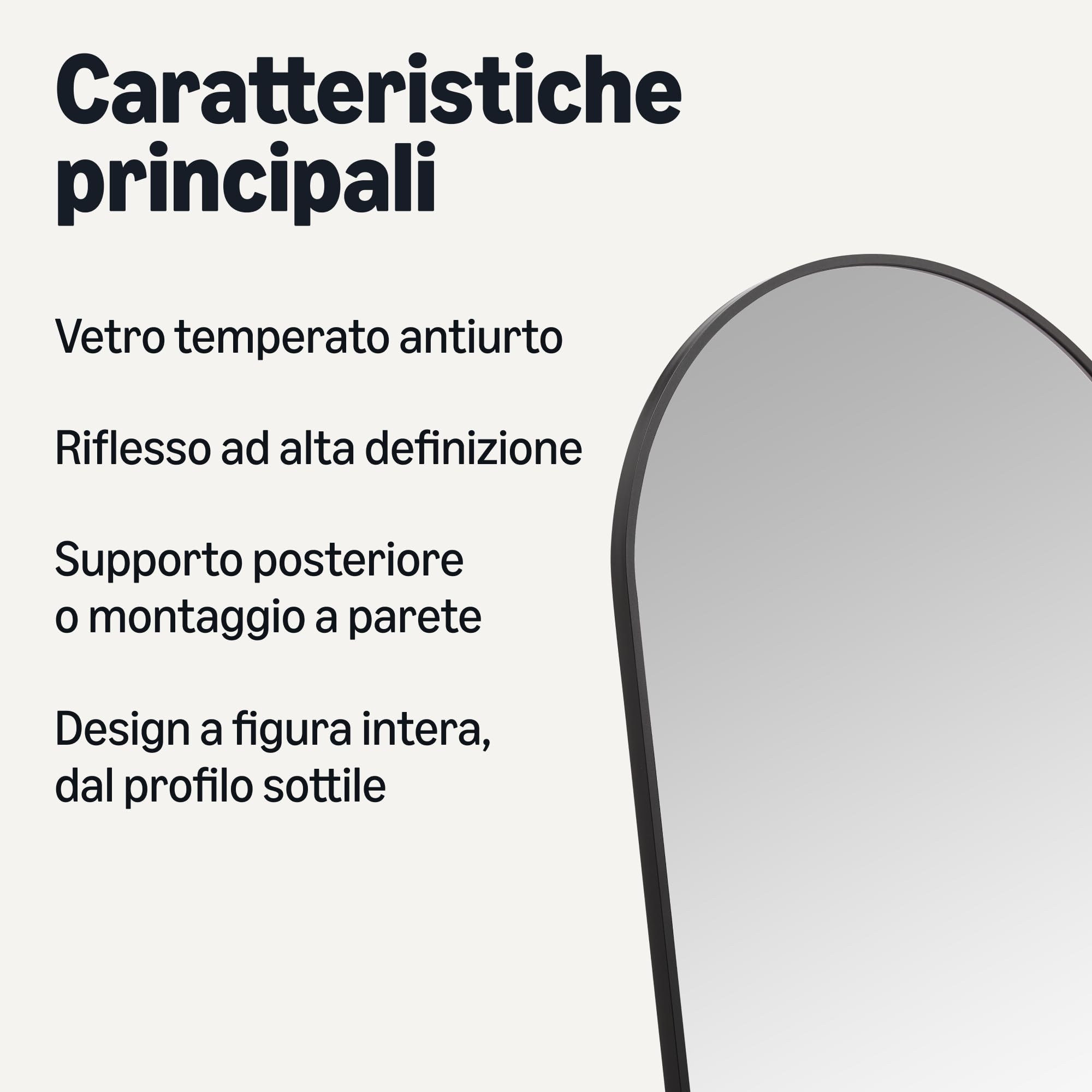 AmazonBasics Specchio Arco Figura Intera Nero 150x41
