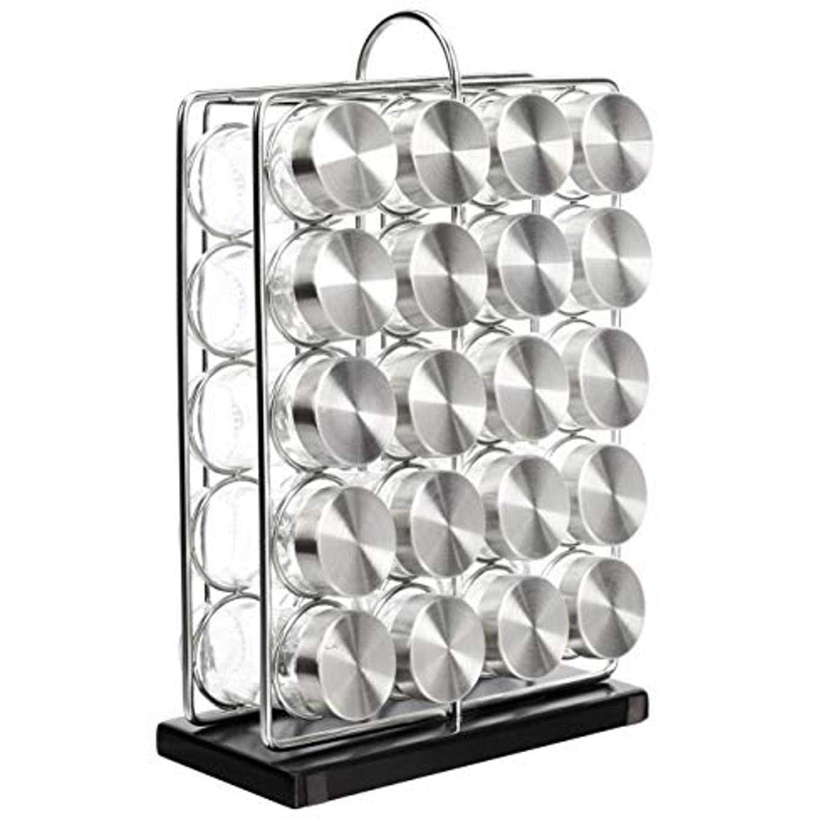 AmazonBasics Portaspezie Verticale Acciaio 20 Vasetti Argento