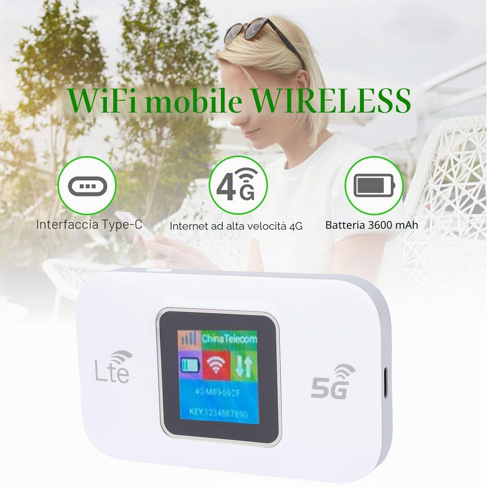 Elprico Hotspot Mobile LTE 5G hotspot wifi 300 Mbps 10 dispositivi