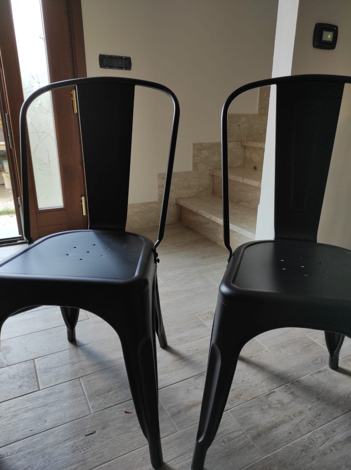 Amazon Basics Sedie Metallo Nere Impilabili Set 4 Pezzi Interno Esterno