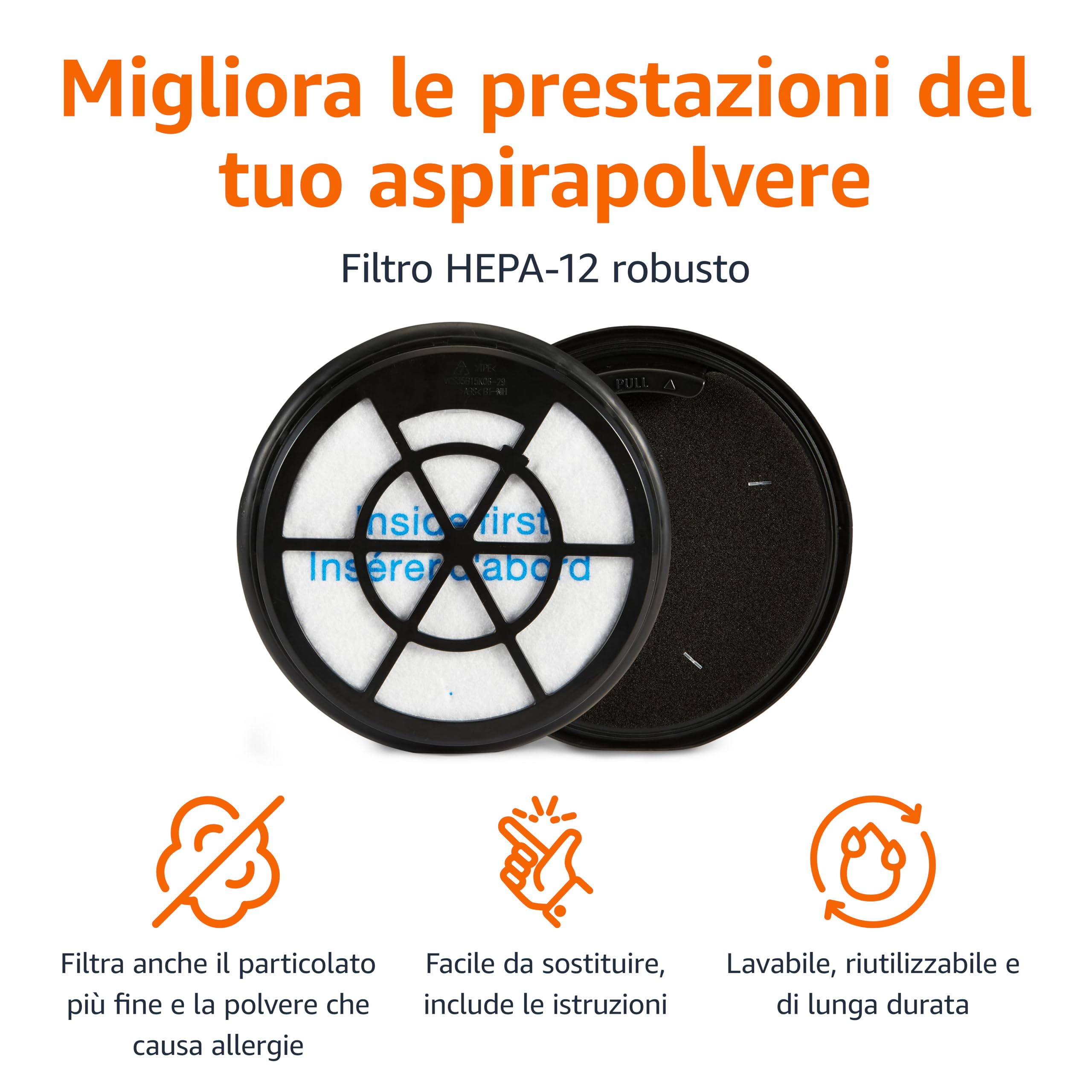 Amazon Basics Filtri Ricambio Aspirapolvere 1,3 L Confezione 2