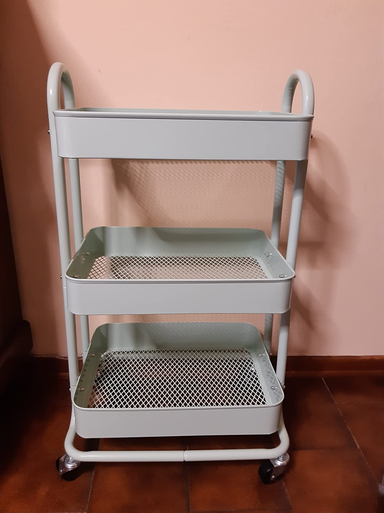 AmazonBasics carrello 3 scomparti verde menta con ruote