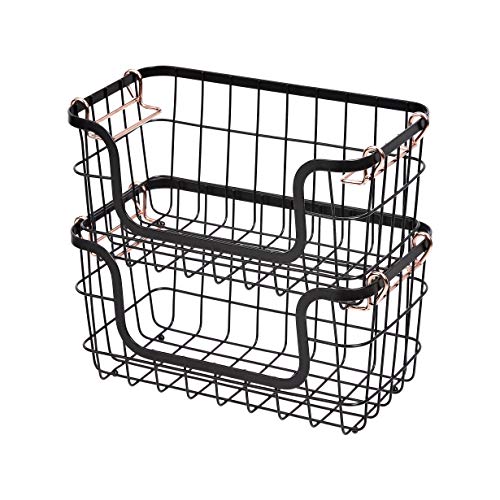 Amazon Basics Cesti Metallo Impilabili Neri 2 Pezzi Cucina