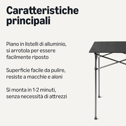 Amazon Basics Tavolo campeggio alto 70 cm nero