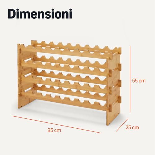 Amazon Basics Portabottiglie Vino Bambù 36 Bottiglie
