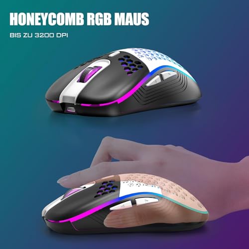 RedThunder K84 Tastiera e Mouse Wireless 75% RGB Bianco Nero