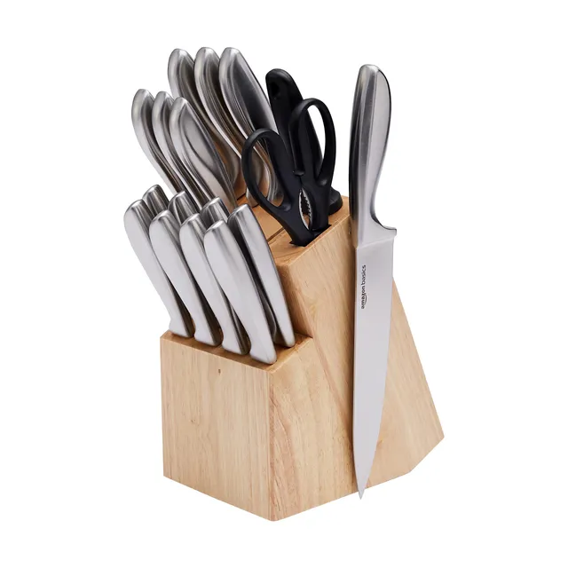 Amazon Basics set coltelli cucina 18 pezzi acciaio nero