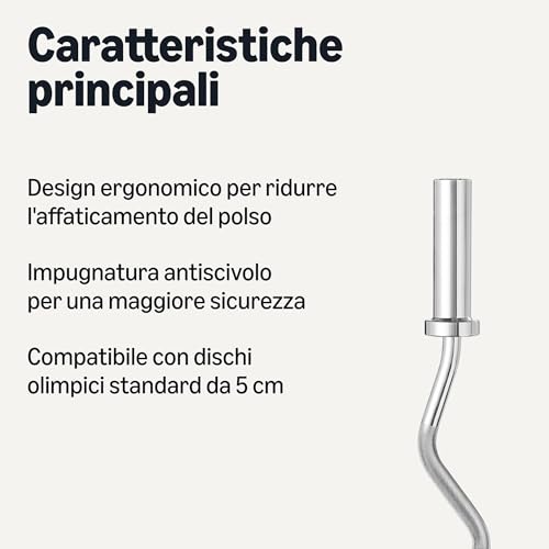 AmazonBasics Bilanciere Curl Olimpico 119 cm Cromato