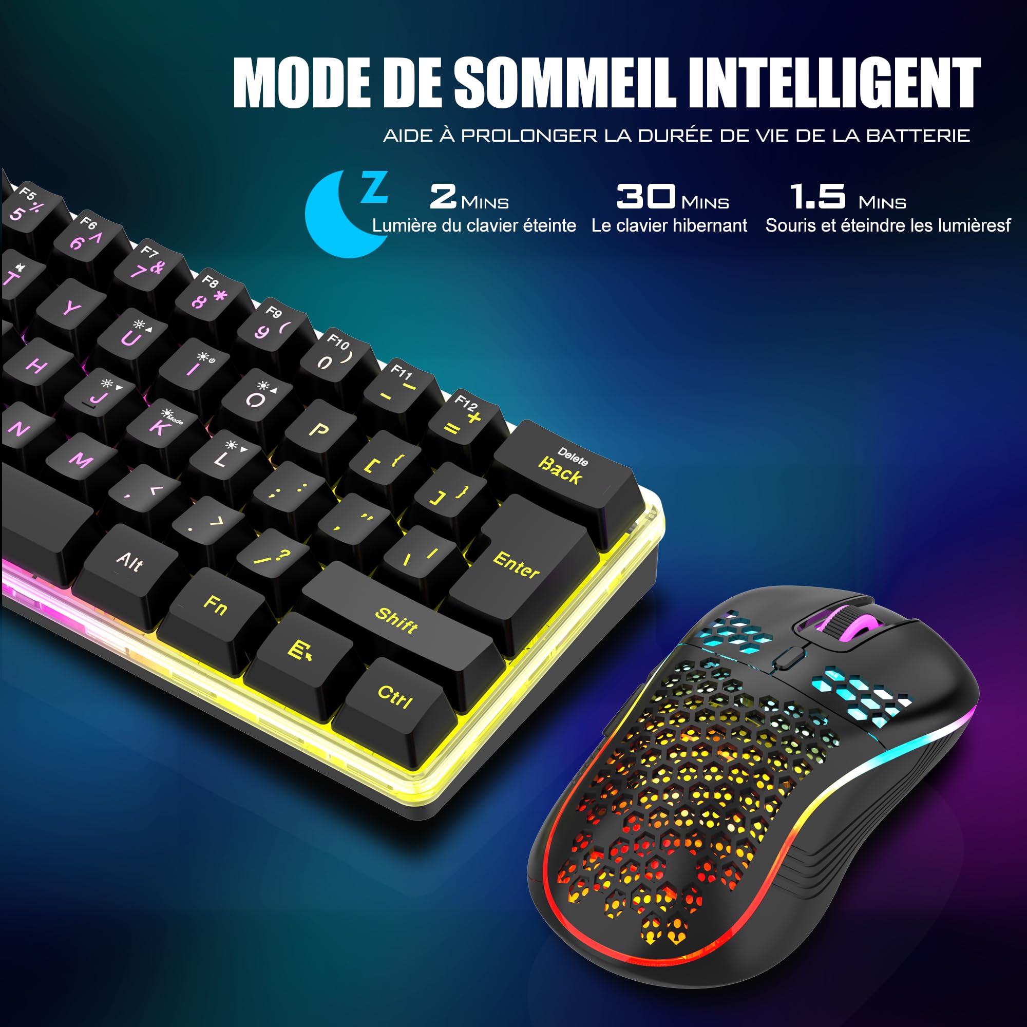 RedThunder K62 Combo Tastiera Mouse Gaming Wireless Multicolore