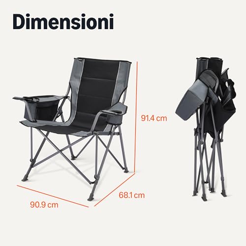 AmazonBasics sedia campeggio oversize pieghevole nero grigio