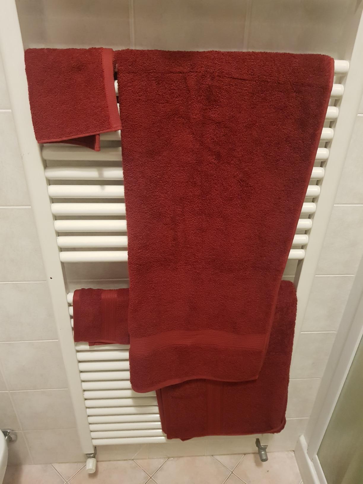AmazonBasics Set Asciugamani Cotone 6 Pezzi Rosso assorbente