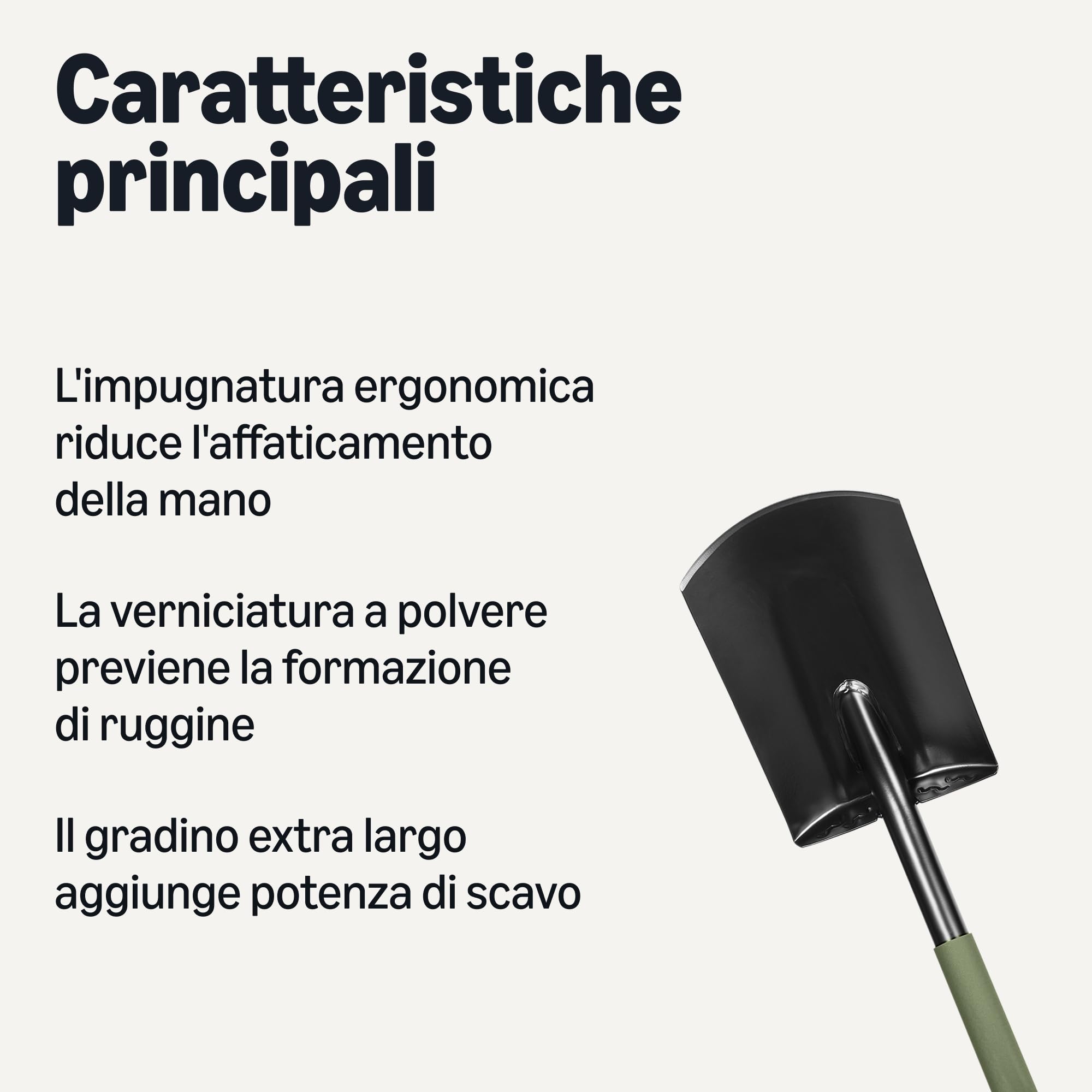 Amazon Basics pala da giardinaggio piatta 47 pollici acciaio nera