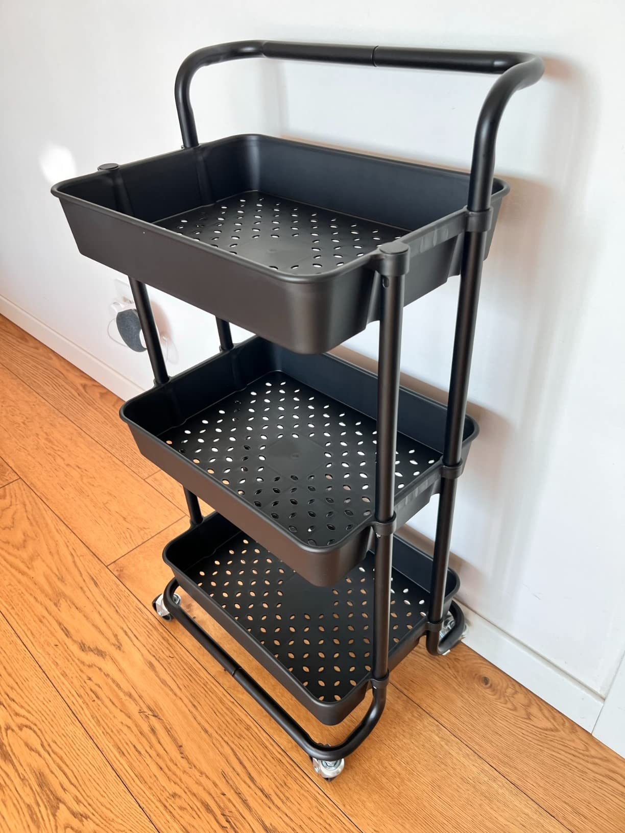 Amazon Basics Carrello 3 Ripiani Bianco con Ruote