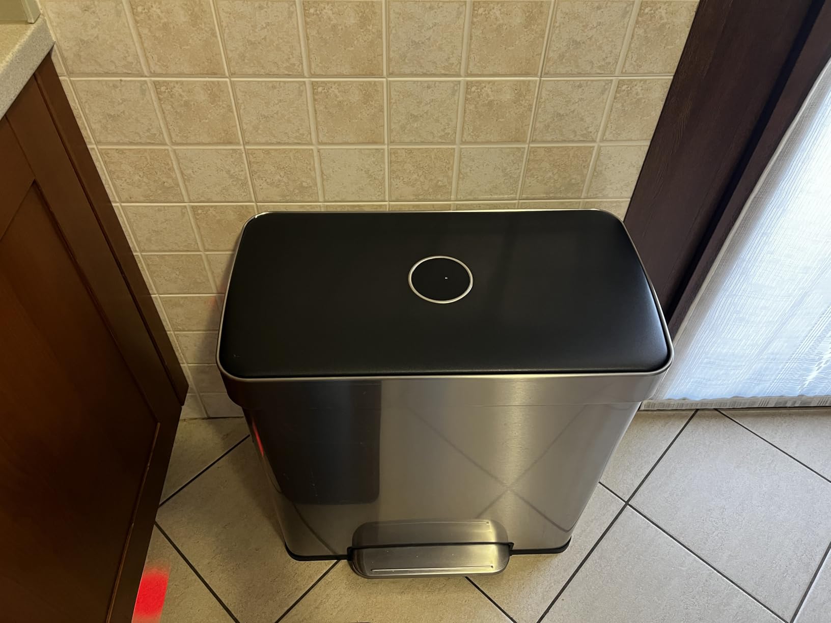AmazonBasics Pattumiera 30+30L Doppia 60L Acciaio Inox