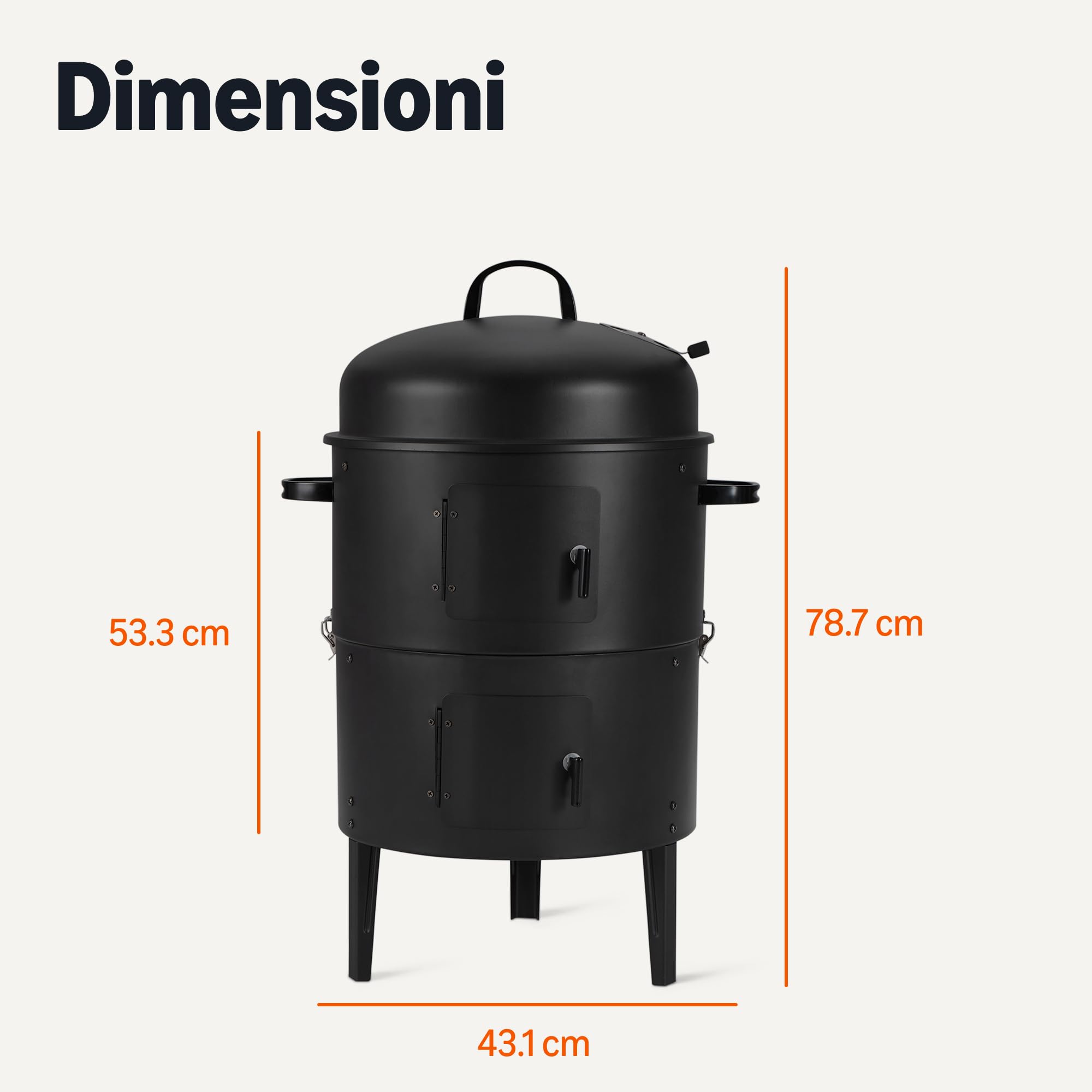 AmazonBasics Affumicatore barbecue carbone 40,6 cm nero 2 strati