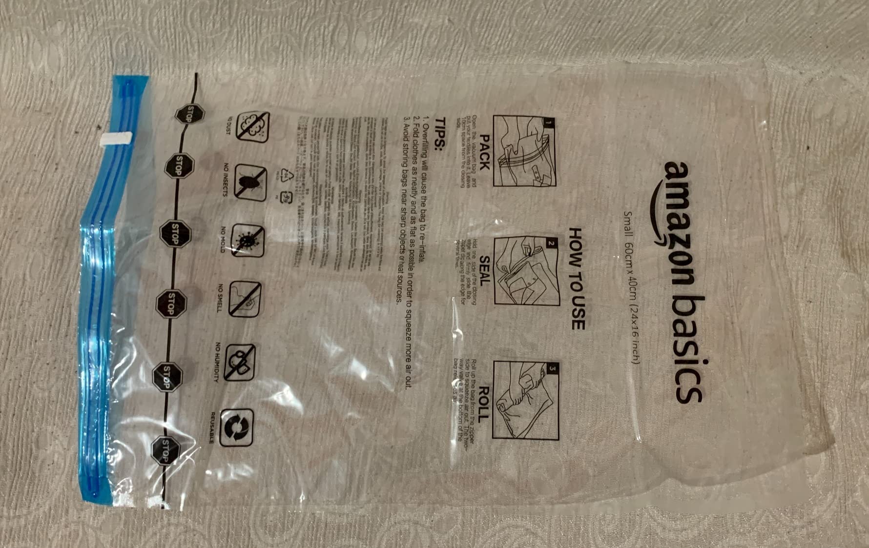 Amazon Basics sacchetti viaggio arrotolabili 12 pezzi trasparenti
