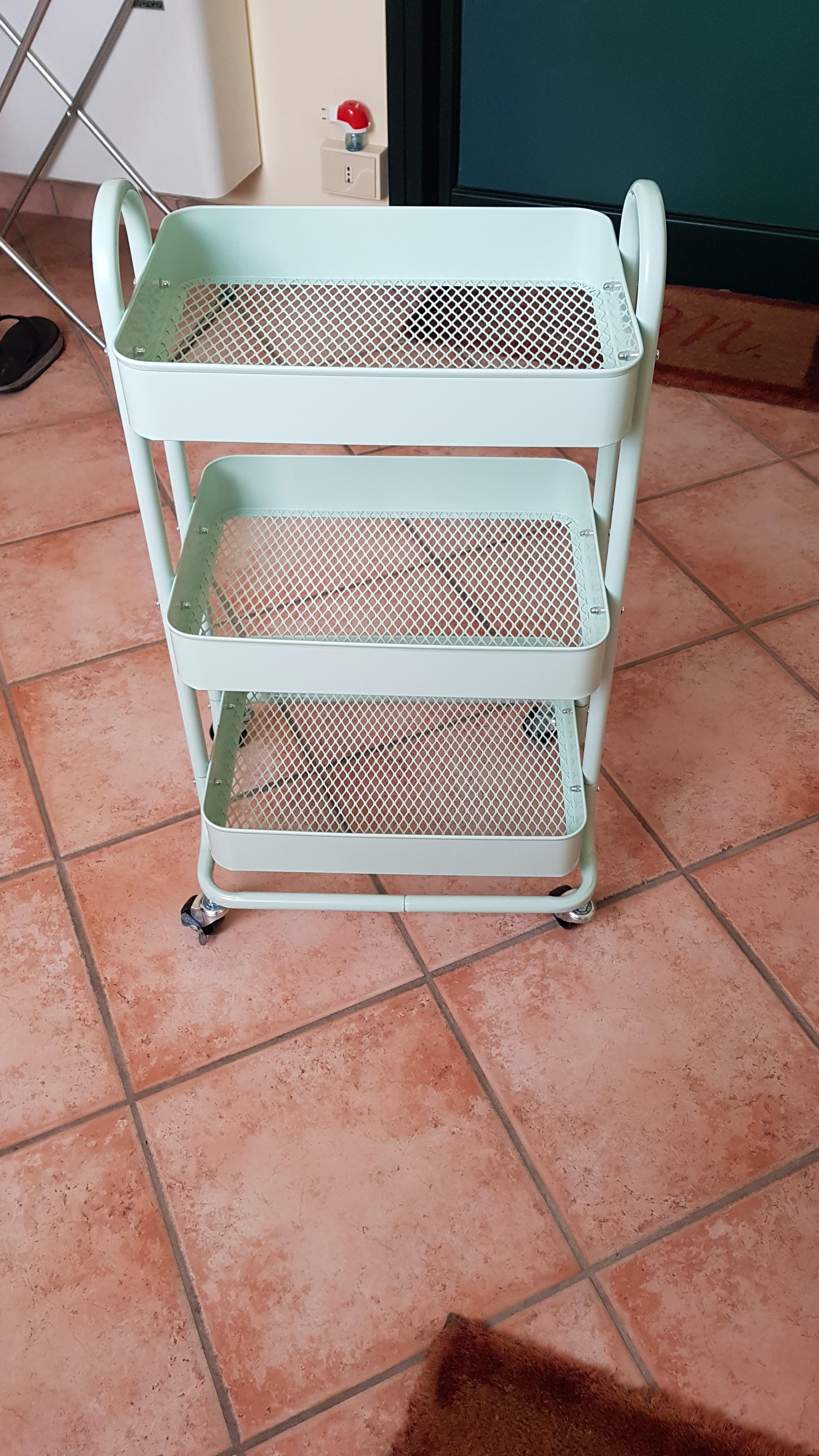 AmazonBasics carrello 3 scomparti verde menta con ruote