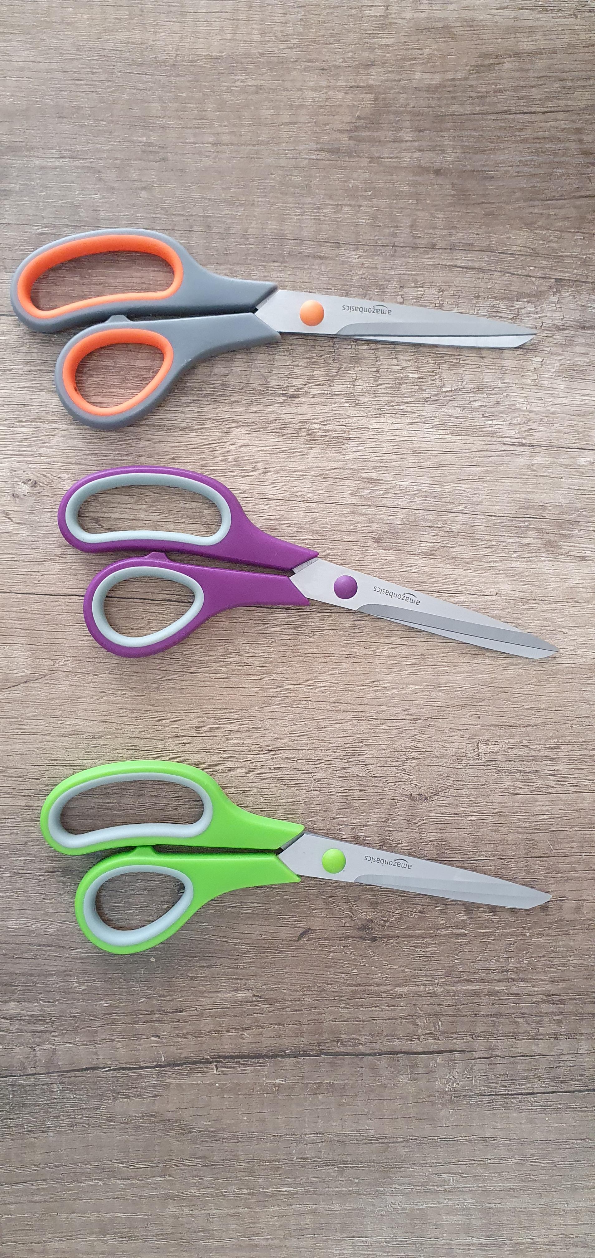 AmazonBasics forbici acciaio inox multiuso 20cm confezione 3 multicolore