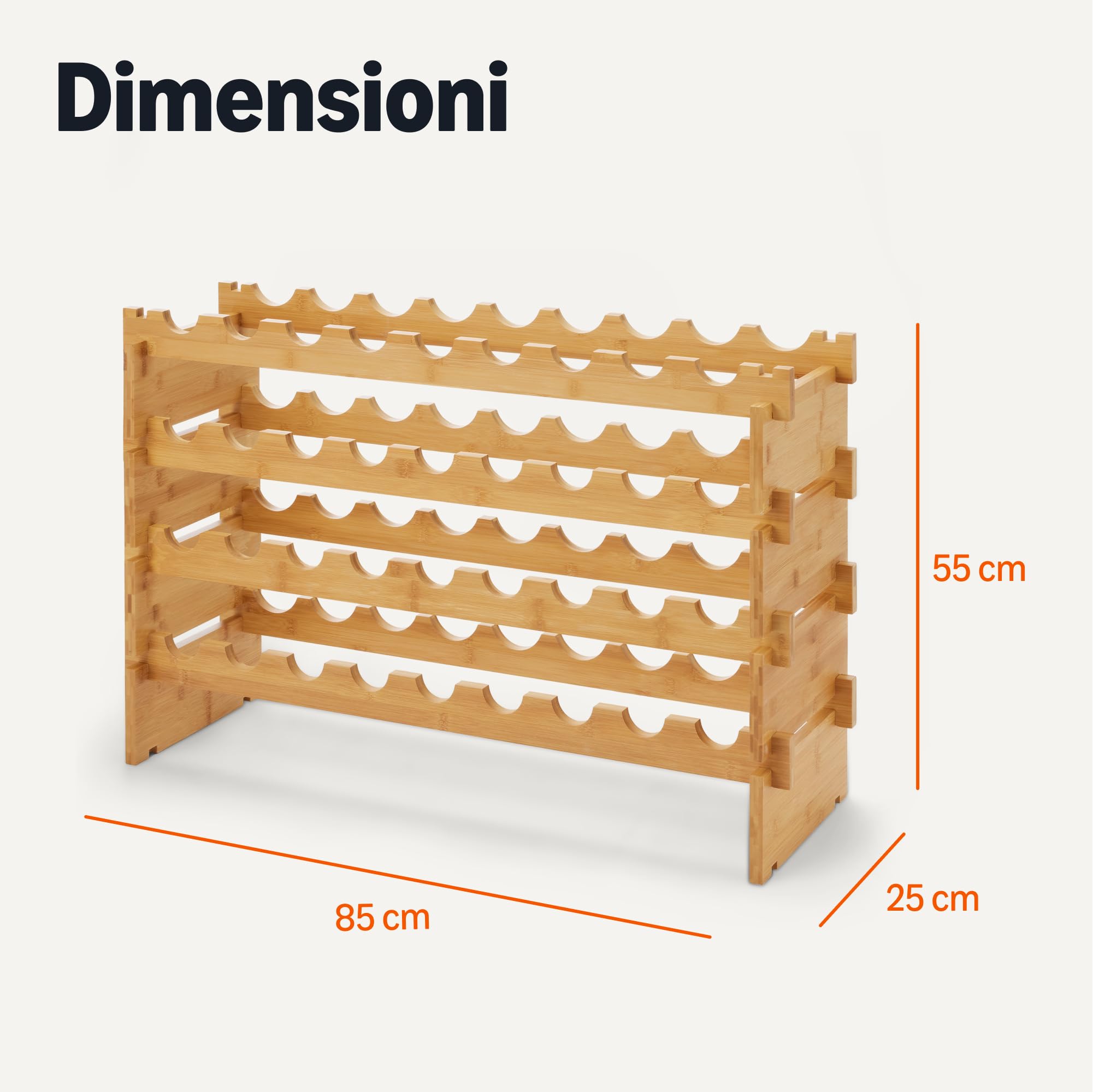 Amazon Basics Portabottiglie Vino Bambù 36 Bottiglie