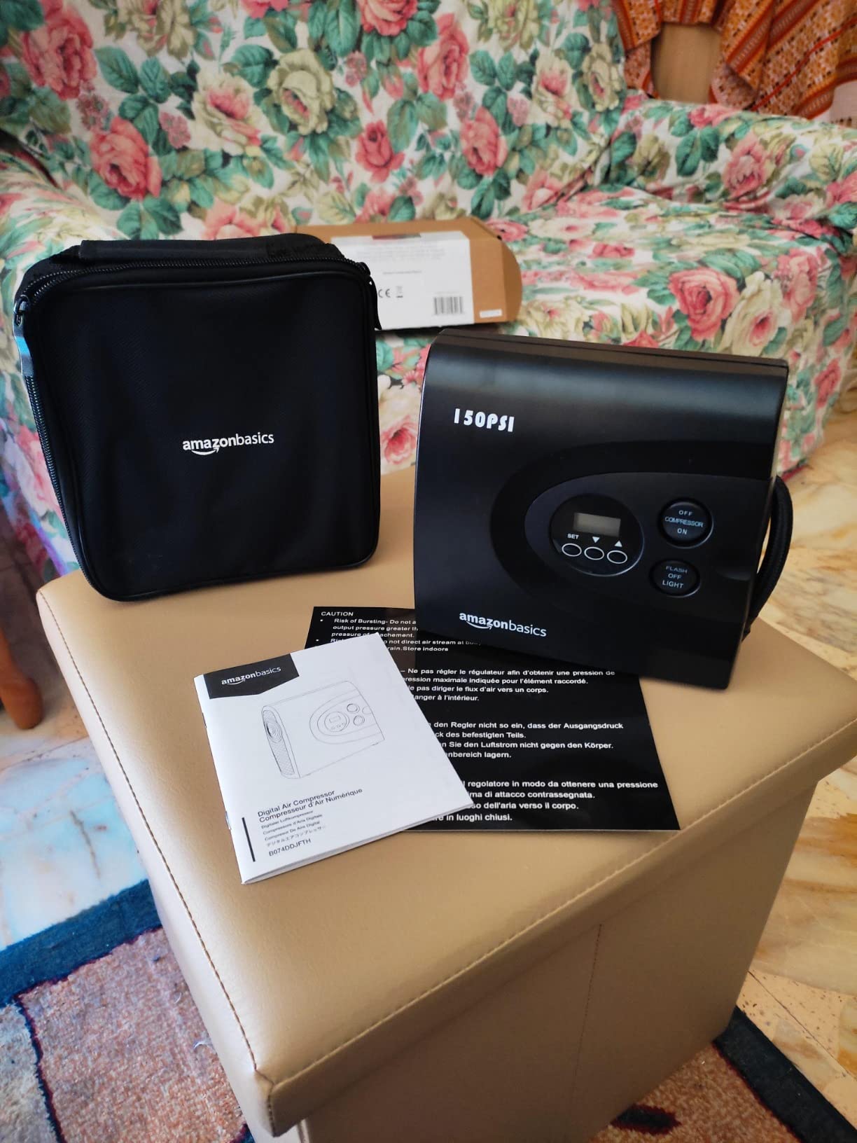 Amazon Basics Compressore Aria Portatile 12V 150 PSI Nero