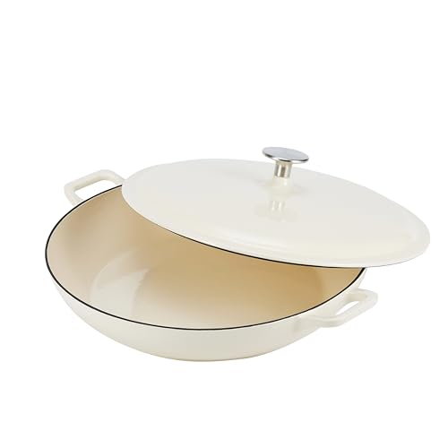 Amazon Basics Casseruola Bassa Ghisa Smaltata 3,1L Bianca