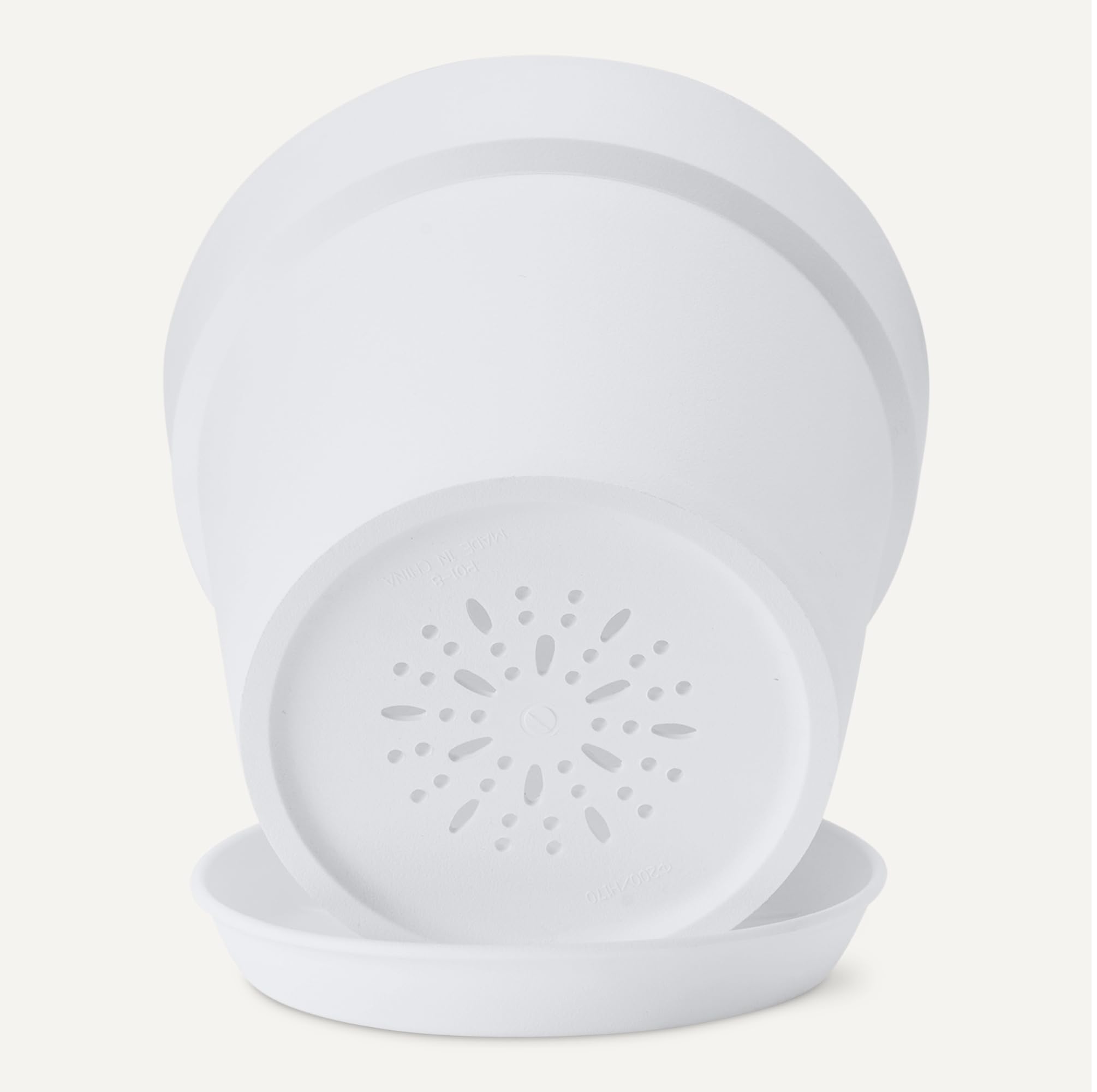 Amazon Basics Vaso per Piante Bianco 14 cm con Sottovaso