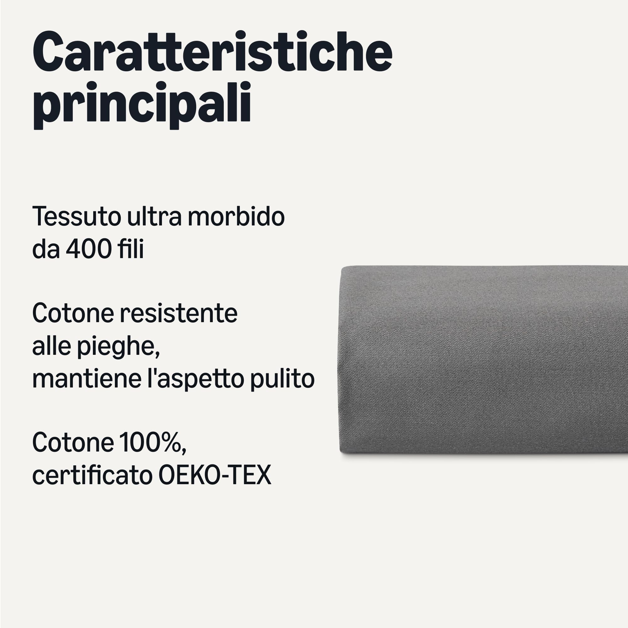 Amazon Basics Deluxe copripiumino 220x240 grigio scuro cotone raso