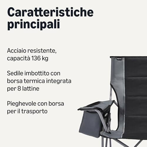 AmazonBasics sedia campeggio oversize pieghevole nero grigio