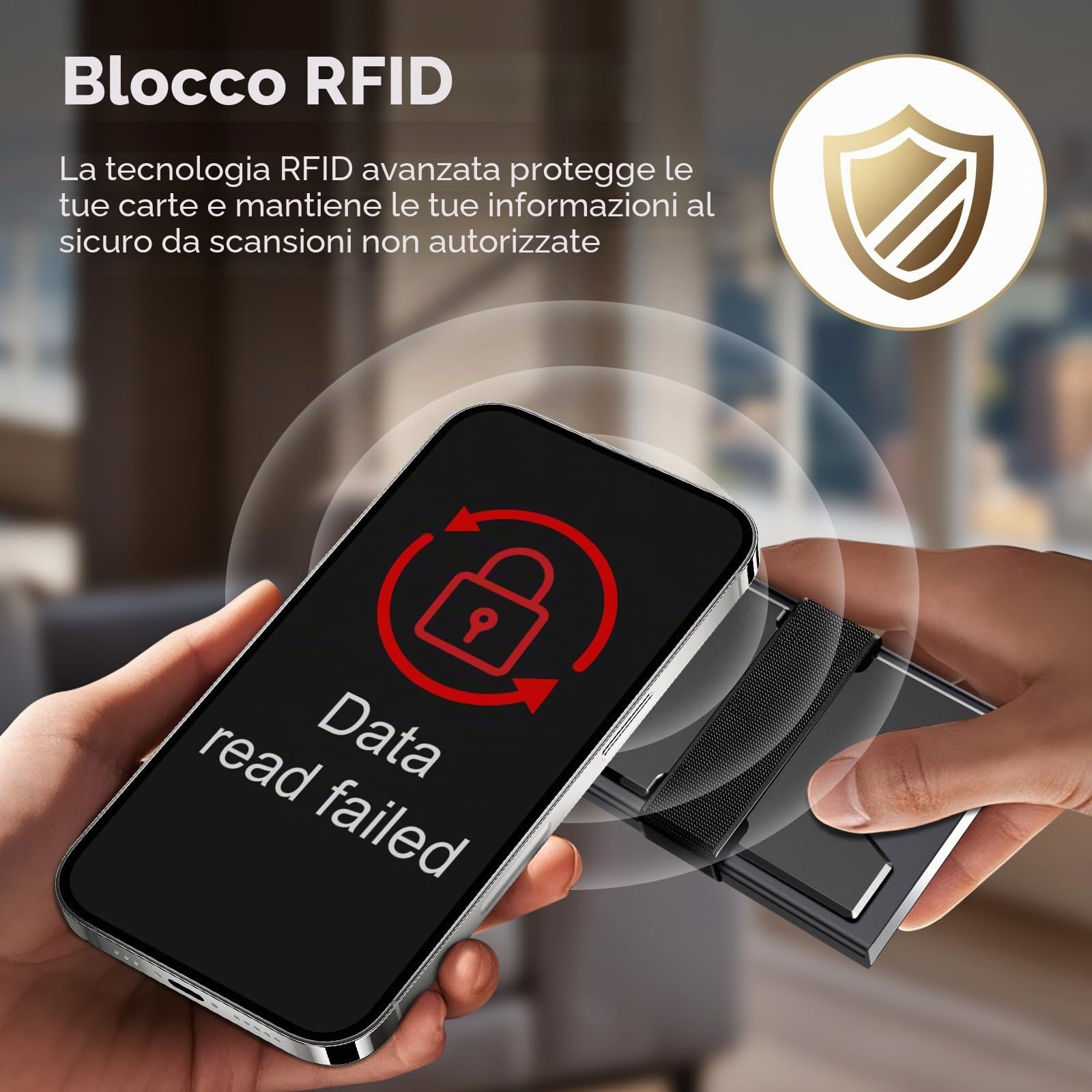 RealPlus portacarte uomo nero 6 carte RFID