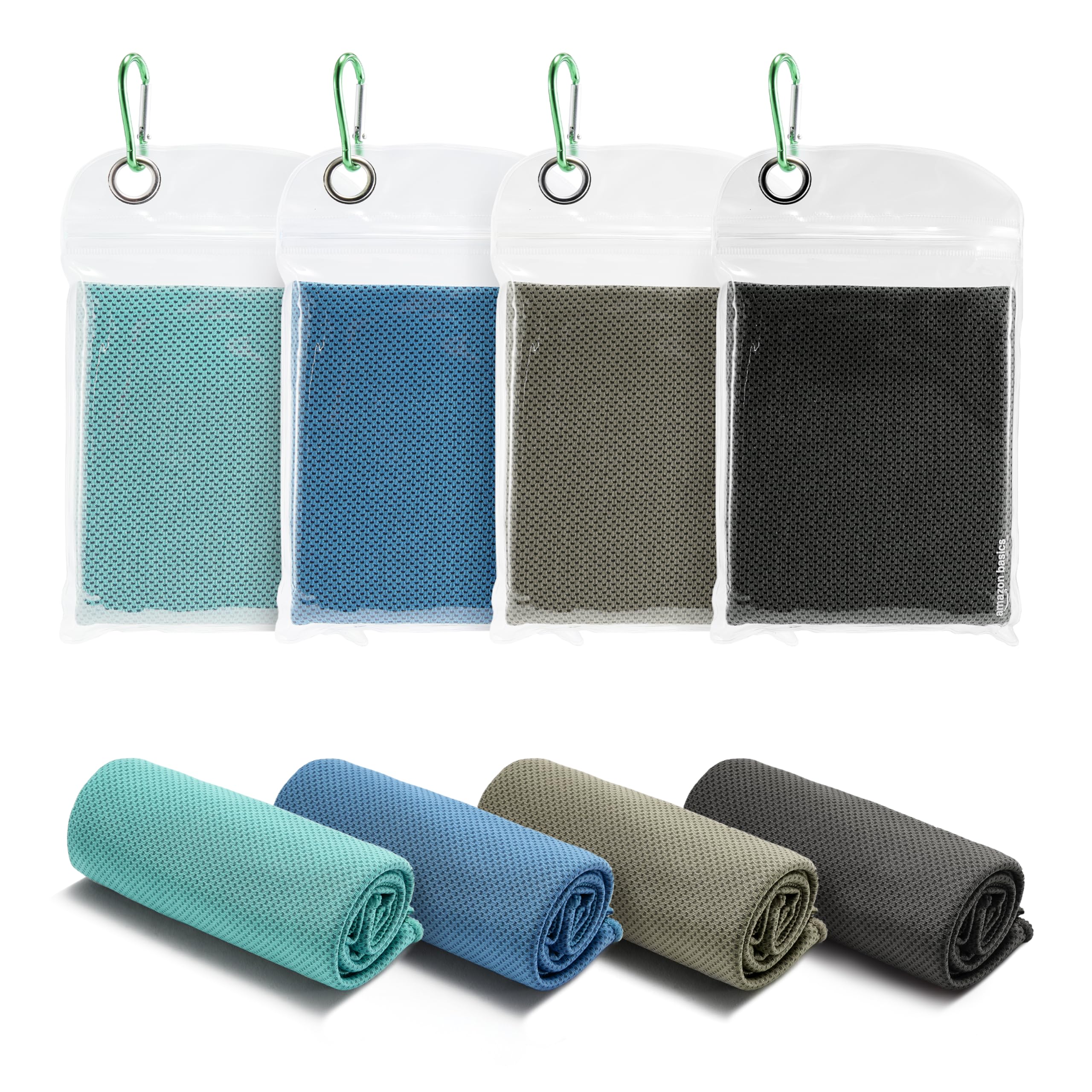 AmazonBasics Asciugamani Rinfrescanti Palestra x4 Colorati